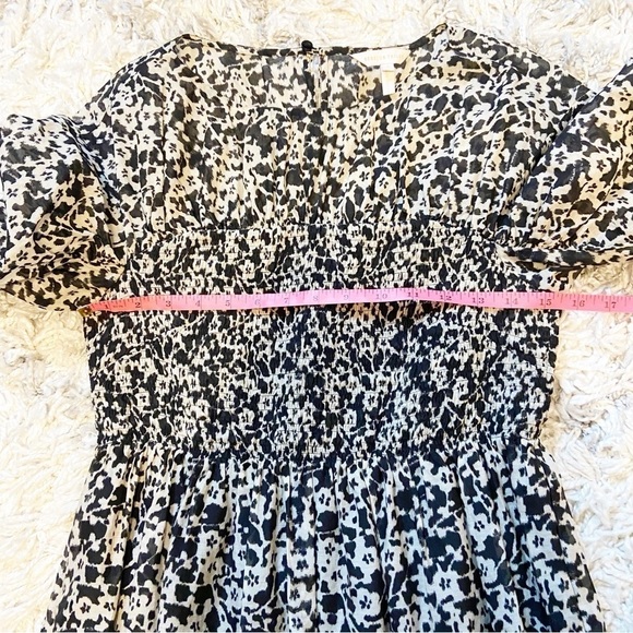 Rebecca Taylor | Ruched Oska Midi Smocked Silk Blend Dress Size Small - Picture 12 of 13